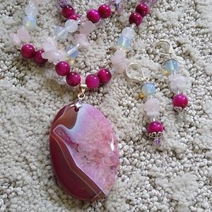 Handmade Gemstone Necklace Set Peace Dove
